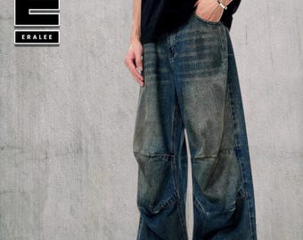 Pantalones vaqueros vintage lavados / Vaqueros anchos de pierna holgada / Ropa urbana retro Y2K