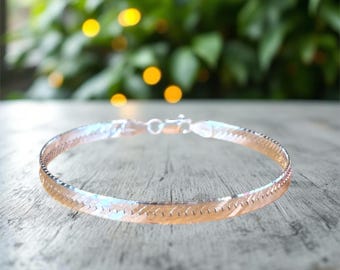 ヴィンテージスターリングシルバーのブリックレイチェーンブレスレット
