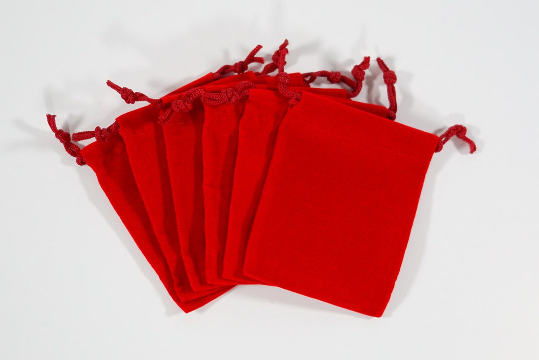 Bright Red 3X4 Velvet Drawstring Pouches Set of 6 - Etsy