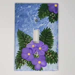 Blue Violets Switch Plate, Purple Flowers Light Switch Plate
