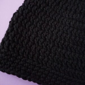 Black Crochet Beanie, Medium Weight Unisex Black Beanie image 4