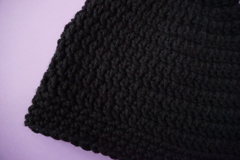 Black Crochet Beanie, Medium Weight Unisex Black Beanie image 4