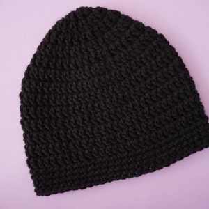 Black Crochet Beanie, Medium Weight Unisex Black Beanie image 6