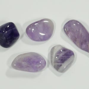 Amethyst Set of 5 Tumbled Crystals, Purple Amethyst, Chevron Amethyst