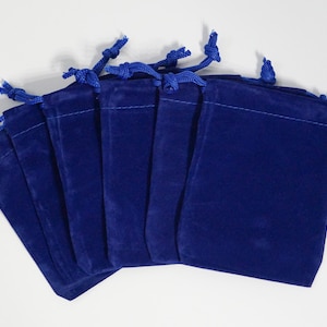 Royal Blue 3X4 Velvet Drawstring Pouches Set of 6