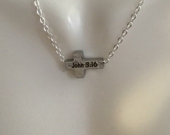 John 316 Sideways Cross Necklace