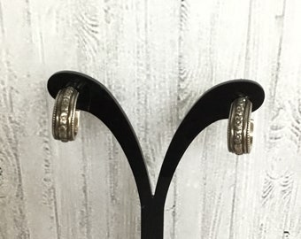 Patterned Sterling Silver Hoop Earrings