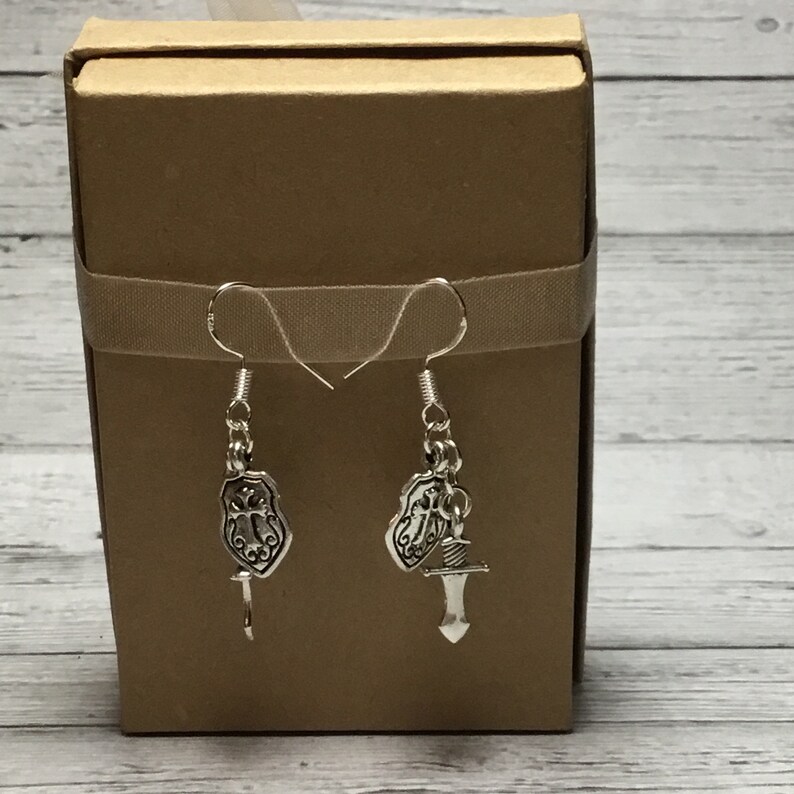 Shield and Sword Earrings, Women's Jewelry, Handmade Jewelry, Armor of God, Faith Jewelry, Witness Jewelry, Shield & Sword, Bible Study image 5