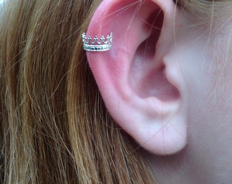 Sterling Silver Crown Ear Cuff