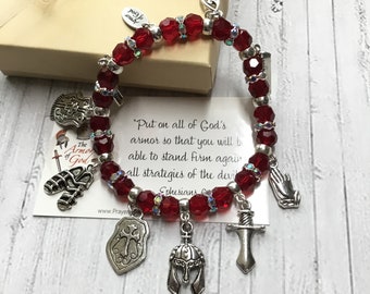 Armor of God Stretch Charm Bracelet, Witness Jewelry, Christian Jewelry, Full Armor of God, Bible Study, Charm Bracelets, Under 25