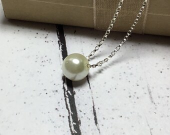 Freshwater Pearl Necklace, Sterling Silver, Minimalist, Women's Jewelry, Under 25 Dollars