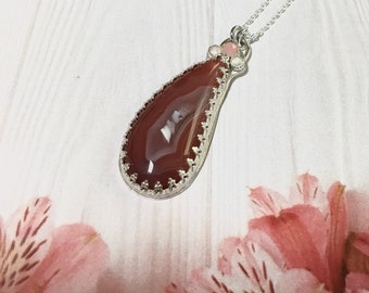 Red Banded Agate, One of A Kind, SRAJD, Metalcraft, Silversmith, 925 Silver, Unique Jewelry, Under 40 Dollars