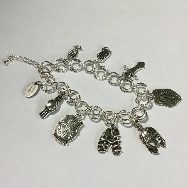 Armor of God Charm Bracelet, Faith Jewelry, Witness Jewelry, Cristian Jewelry, Full Armor of God, Bible Study, Bracelets, Under 25 dollars image 4