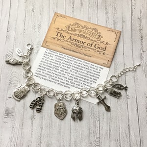 Armor of God Charm Bracelet, Faith Jewelry, Witness Jewelry, Cristian Jewelry, Full Armor of God, Bible Study, Bracelets, Under 25 dollars image 2