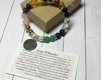 Psalm 23 Beaded Bracelet, Faith Jewelry, Christian Jewelry, Witness Jewelry, Beaded Jewelry, For Her, Gifts Under 20 dollars