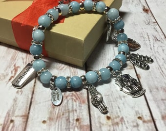 Larimar Armor of God Stretch Charm Bracelet, Witness Jewelry, Christian Jewelry, Full Armor of God, Bible Study, Charm Bracelets, Under 40