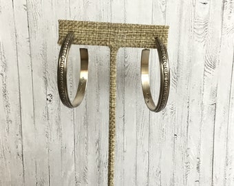 Sterling Silver Patterned Hoop Earrings