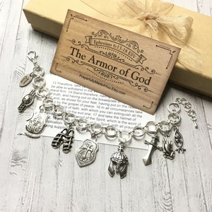 Armor of God Charm Bracelet, Faith Jewelry, Witness Jewelry, Cristian Jewelry, Full Armor of God, Bible Study, Bracelets, Under 25 dollars