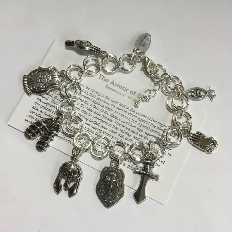 Armor of God Charm Bracelet Faith Jewelry Witness Jewelry Etsy