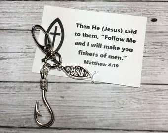 Fisher of Men Key Ring, Accessories, Fishhook Jewelry, Faith Accessories, Religious Keychains, Faith Keychain/Clasp