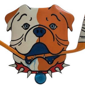 Iron-on Vinyl Sticker, permanent Bulldog Hockey Patch, Iron-On Vinyl Heat Transfer Appliqué 4” or 10”