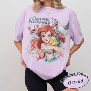 Retro The Little Mermaid Comfort Colors Shirt, Vintage Disney Princess Ariel Flounder Tee, WDW Magic Kingdom Birthday Girl Trip Gift 2026 image 3