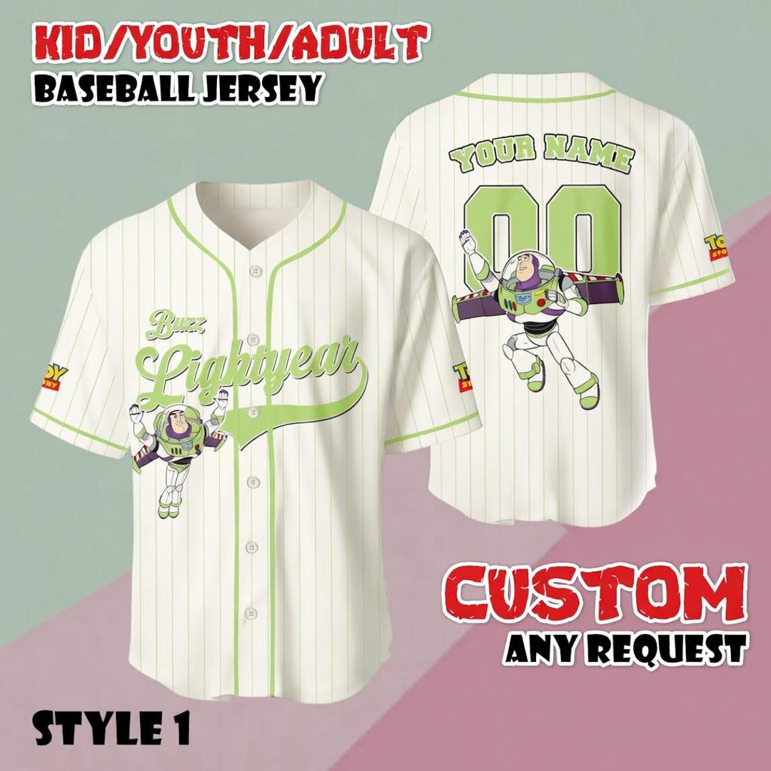 Custom Disney Buzz Lightyear Baseball Jersey, Pixar Toy Story Gift for ...