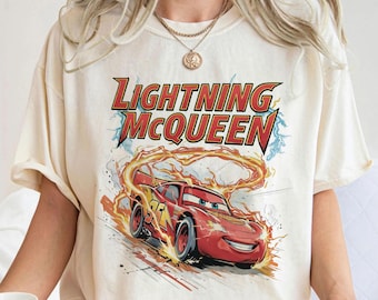 Vintage Lightning McQueen Comfort Colors Shirt, Disney Pixar Cars Shirt, Retro McQueen Graphic Tee, Disney Family Vacation Trip Shirt 2026