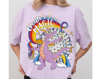 Retro Figment Epcot Journey Png, Purple Dragon Floral Design (Digital Download)