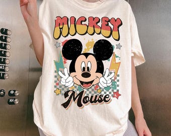 Retro Mickey Mouse Checkered PNG, Kids T-Shirt Design (Digital Download)
