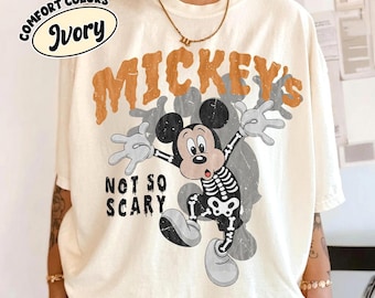 Disney Retro Mickey Not So Scary Halloween Shirt, Disney Halloween Tee, Skeleton Mickey Mouse Shirt, Spooky Season Graphic Tee, Fall Disney