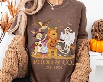 Retro Halloween Disney Winnie The Pooh Shirt, Spooky Pooh Friends Pumpkin Tee, Classic Pooh Costume Disney Family Vacation Trip Outfit