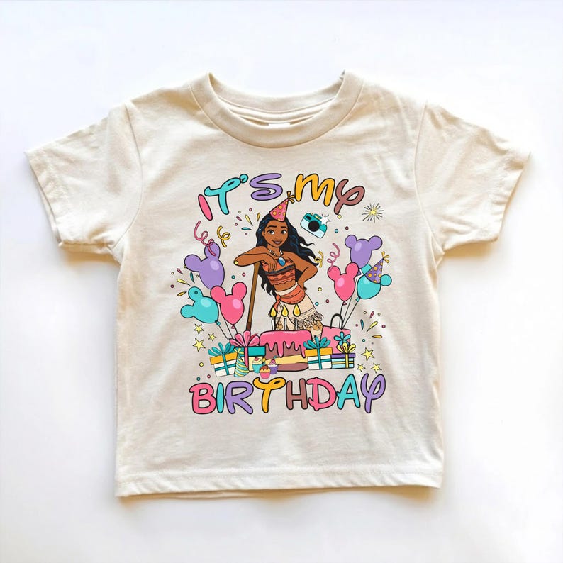 Komfortfarben Moana präsentiert, es ist mein Geburtstags-Shirt, Disney Moana Geburtstags-Micky-Luftballons-T-Shirt, Magic Kingdom Disneyland Urlaubs-Shirt Bild 4