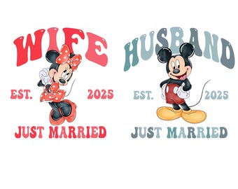Disney Mrs And Mr Png, Mickey Minnie Couple Happy Ever After Png, Disney Wedding Png, Just Married Honeymoon Matching Png