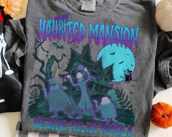 Comfort Colors Haunted Mansion Shirt, Welcome Foolish Mortals Tee, Retro Hitchhiking Ghosts Shirt, 90s Disney Halloween, MagicKingdom MNSSHP