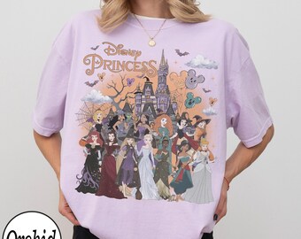 Vintage Disney Princess Halloween Shirt, Disney Halloween Family Trip Shirts, Spooky Season Girls Trip 2026 Tee, Snow White Ariel Jasmine