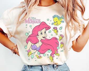 Retro The Little Mermaid Png, Ariel Princess Mermaid File, Disneyprincess Flounder Bubble Magic Kingdom Digital Download