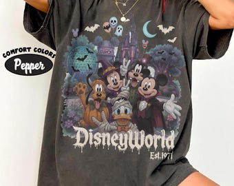 Disney Retro Halloween Shirt, Retro Mickey and Friends Spooky Season Tee, Disneyworld Family Trip Shirt, Magic Kingdom Halloween Party Gifts