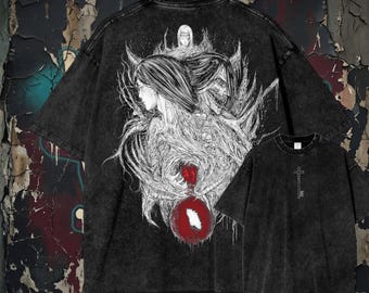 Attack on Titan Shirt, Eren Basement Key Tee, Vintage Anime Acid Wash T-Shirt, 2 Sided 90s Bootleg Manga Streetwear Pump Cover