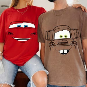 Retro Lightning McQueen Shirt, Disneyland Cars Land Costume Tee, Vintage Tow Mater Birthday Gift, California Adventure Family Group Trip bild 1