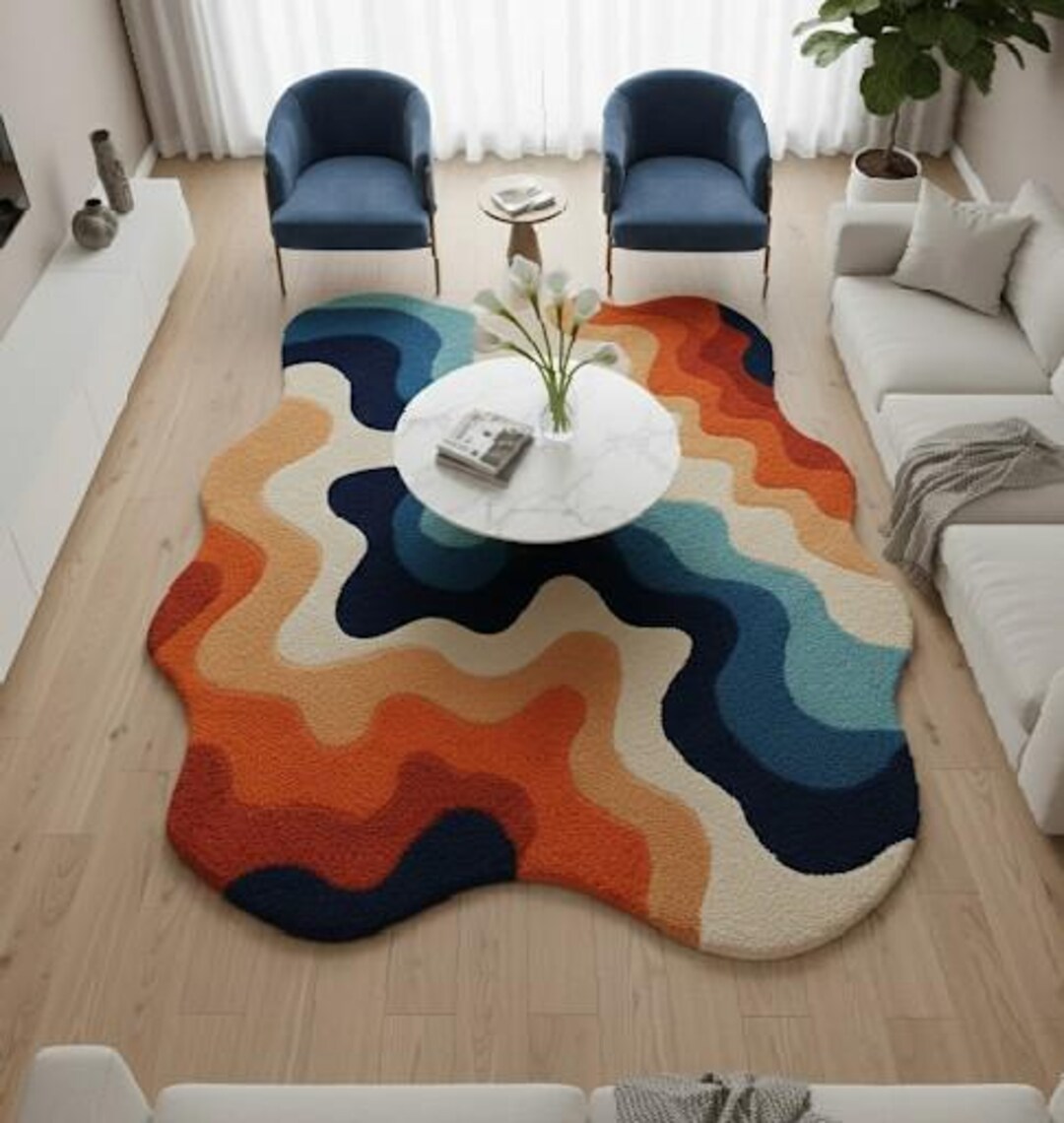 Composite Shape Rug Modern Abstract Hand Tufted Rug | Sculpted High-low Pile Irregular ...