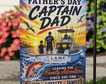 Kapten pappa fars dag-flagga, fiskepappa-present, far son båtflagga, kustträdgårdsflagga, fars dag-dekoration