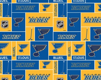 NHL St Louis Blues Block Cotton Fabric By The Yard