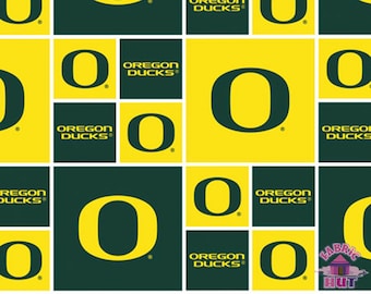 NCAA University of Oregon Ducks Block Cotton Fabric By the Yard