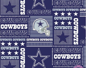 NFL Blue Dallas Cowboys Grid Cotton Fabric by the Yard 6424 D