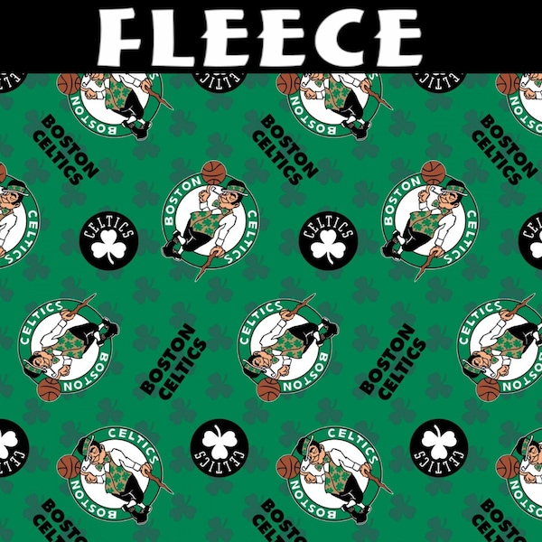 NBA Boston Celtics Allover Green Fleece Fabric by the Yard