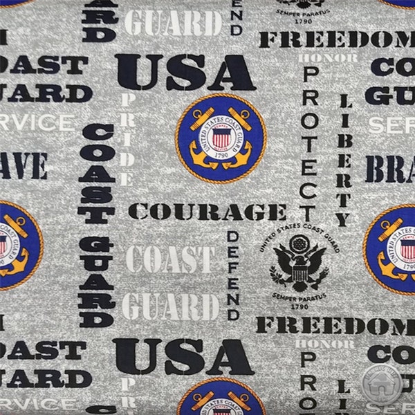 US Coast Guard Heather Print 100% Cotton Fabric by the Yard