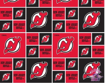 NHL New Jersey Devils Block Cotton Fabric By The Yard