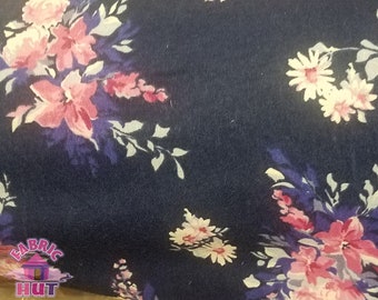 Purple Floral Cotton Flannel Fabric By The Yard