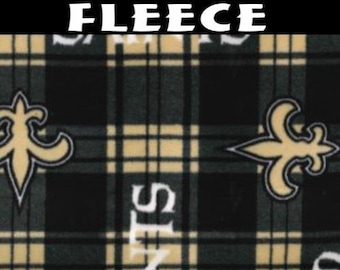 NFL New Orleans Saints Plaid Fleece Fabric 6444D Sold by the Yard